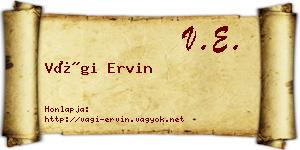 Vági Ervin névjegykártya